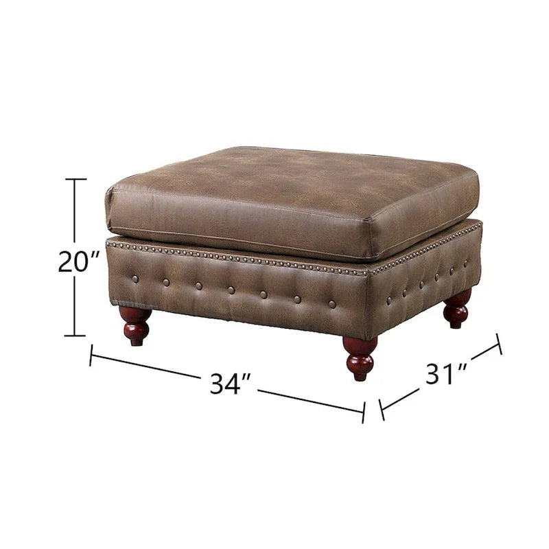 Ensemble Canapé Sectionnel 4 Pièces Rembourré en Simili-Cuir avec Pieds en Bois