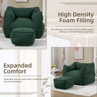 Pouf carré sans accoudoirs en tissu bouclé avec ottoman