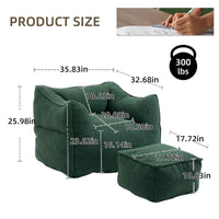 Pouf carré sans accoudoirs en tissu bouclé avec ottoman