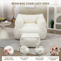 Pouf carré sans accoudoirs en tissu bouclé avec ottoman