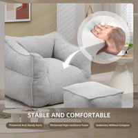 Pouf carré sans accoudoirs en tissu bouclé avec ottoman