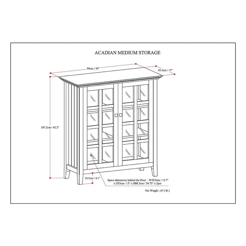 WYNDENHALL Normandy Armoire de rangement en bois massif 39 po - 39 larg. x 17 prof. x 42,2 haut.