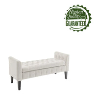 Banc de rangement en velours Porthos Home Brett avec pieds en bois d'hévéa