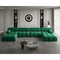 Canapé Sectionnel Modulable Moderne Rembourré en Velours Forme U 6 places, Méridienne Extra-Large pour Salon