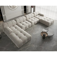 Canapé Sectionnel Modulable Moderne Rembourré en Velours Forme U 6 places, Méridienne Extra-Large pour Salon