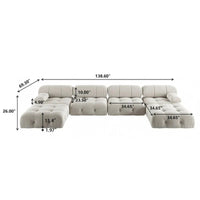 Canapé Sectionnel Modulable Moderne Rembourré en Velours Forme U 6 places, Méridienne Extra-Large pour Salon