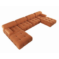 Canapé Sectionnel Modulable Moderne Rembourré en Velours Forme U 6 places, Méridienne Extra-Large pour Salon