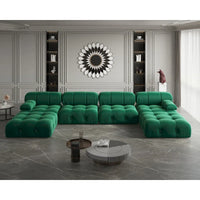 Canapé Sectionnel Modulable Moderne Rembourré en Velours Forme U 6 places, Méridienne Extra-Large pour Salon