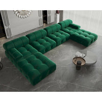 Canapé Sectionnel Modulable Moderne Rembourré en Velours Forme U 6 places, Méridienne Extra-Large pour Salon