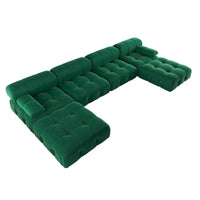 Canapé Sectionnel Modulable Moderne Rembourré en Velours Forme U 6 places, Méridienne Extra-Large pour Salon