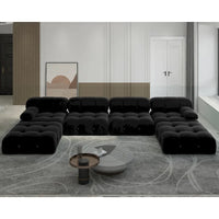 Canapé Sectionnel Modulable Moderne Rembourré en Velours Forme U 6 places, Méridienne Extra-Large pour Salon