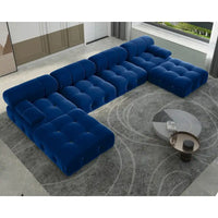 Canapé Sectionnel Modulable Moderne Rembourré en Velours Forme U 6 places, Méridienne Extra-Large pour Salon