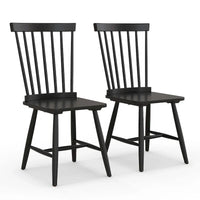 Lot de 2 chaises de salle à manger Windsor sans accoudoirs à dossier à barreaux en bois noir/naturel