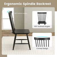 Lot de 2 chaises de salle à manger Windsor sans accoudoirs à dossier à barreaux en bois noir/naturel