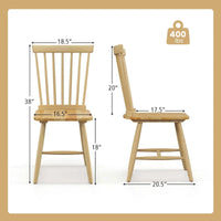 Lot de 2 chaises de salle à manger Windsor sans accoudoirs à dossier à barreaux en bois noir/naturel