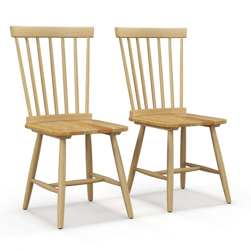 Lot de 2 chaises de salle à manger Windsor sans accoudoirs à dossier à barreaux en bois noir/naturel