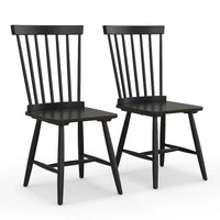Lot de 2 chaises de salle à manger Windsor sans accoudoirs à dossier à barreaux en bois noir/naturel