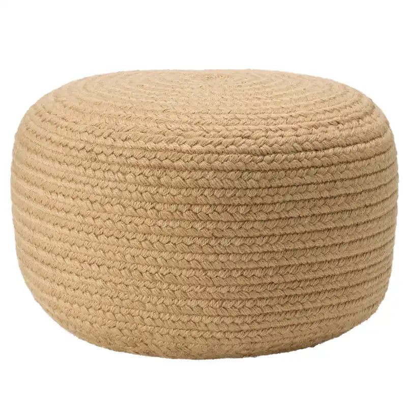 Pouf/Repose-pieds rond en polyester Saba Solar par Jaipur Living, pour intérieur/extérieur - 18X18X12