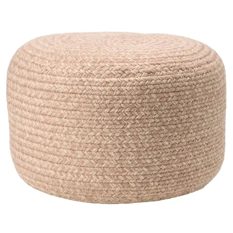 Pouf/Repose-pieds rond en polyester Saba Solar par Jaipur Living, pour intérieur/extérieur - 18X18X12