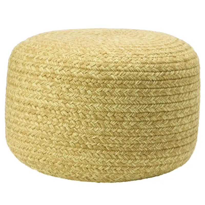 Pouf/Repose-pieds rond en polyester Saba Solar par Jaipur Living, pour intérieur/extérieur - 18X18X12