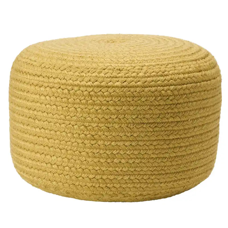 Pouf/Repose-pieds rond en polyester Saba Solar par Jaipur Living, pour intérieur/extérieur - 18X18X12