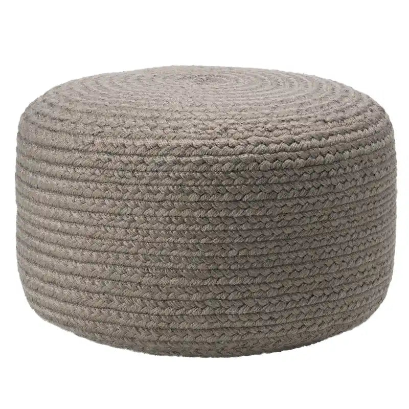 Pouf/Repose-pieds rond en polyester Saba Solar par Jaipur Living, pour intérieur/extérieur - 18X18X12