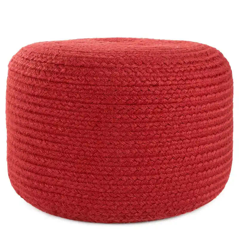 Pouf/Repose-pieds rond en polyester Saba Solar par Jaipur Living, pour intérieur/extérieur - 18X18X12
