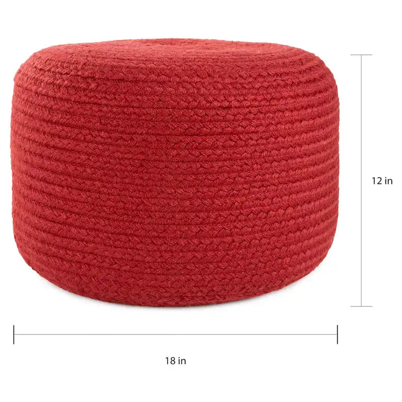 Pouf/Repose-pieds rond en polyester Saba Solar par Jaipur Living, pour intérieur/extérieur - 18X18X12