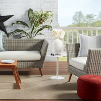 Pouf/Repose-pieds rond en polyester Saba Solar par Jaipur Living, pour intérieur/extérieur - 18X18X12