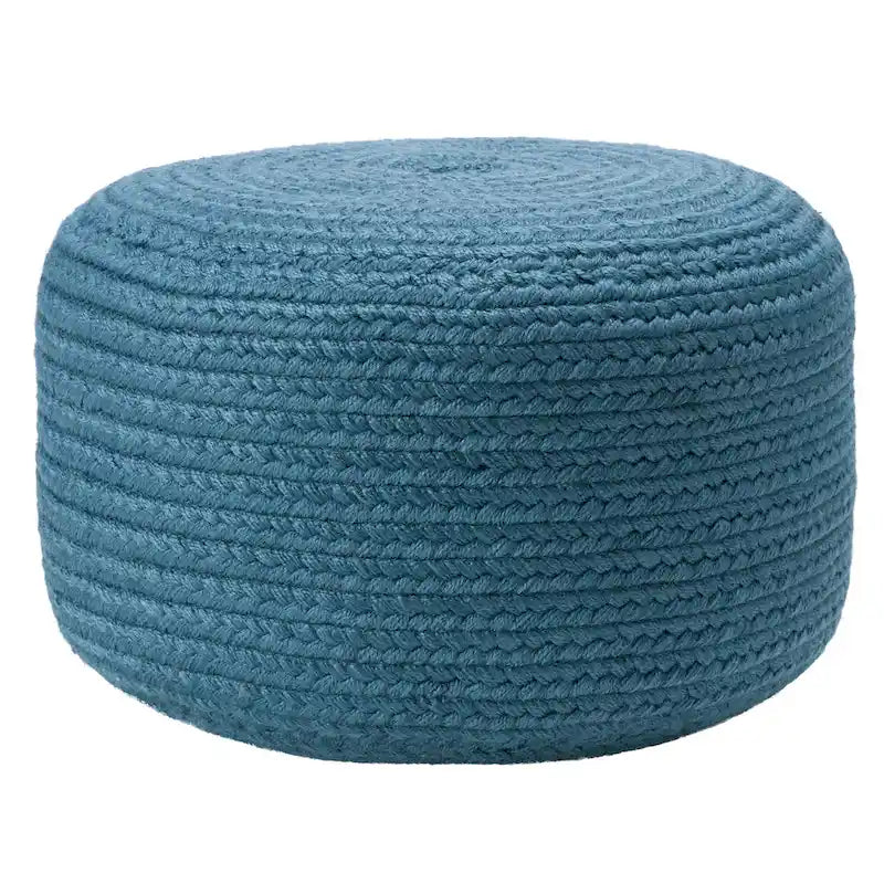 Pouf/Repose-pieds rond en polyester Saba Solar par Jaipur Living, pour intérieur/extérieur - 18X18X12