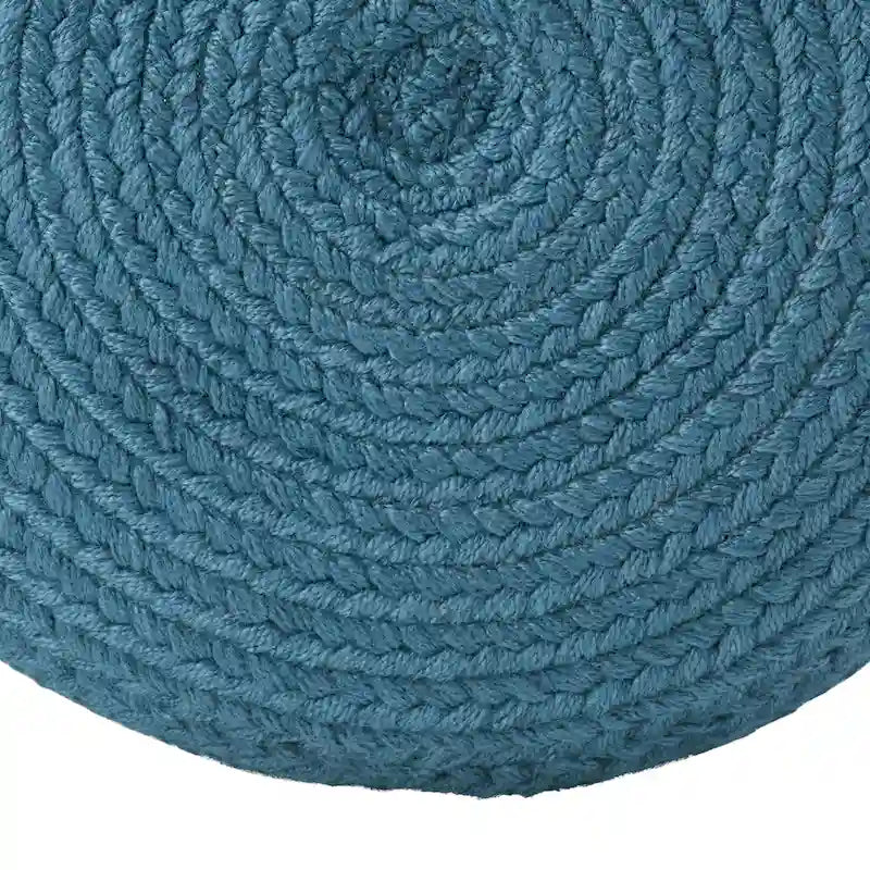 Pouf/Repose-pieds rond en polyester Saba Solar par Jaipur Living, pour intérieur/extérieur - 18X18X12