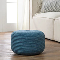 Pouf/Repose-pieds rond en polyester Saba Solar par Jaipur Living, pour intérieur/extérieur - 18X18X12