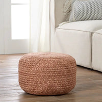 Pouf/Repose-pieds rond en polyester Saba Solar par Jaipur Living, pour intérieur/extérieur - 18X18X12