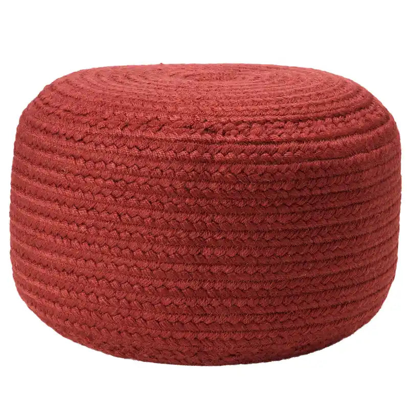 Pouf/Repose-pieds rond en polyester Saba Solar par Jaipur Living, pour intérieur/extérieur - 18X18X12