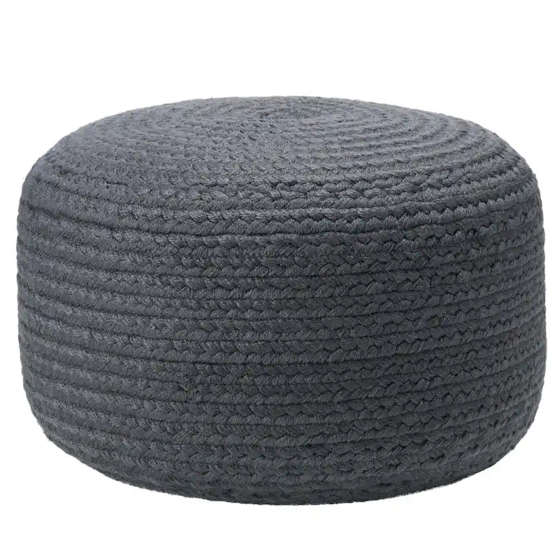 Pouf/Repose-pieds rond en polyester Saba Solar par Jaipur Living, pour intérieur/extérieur - 18X18X12