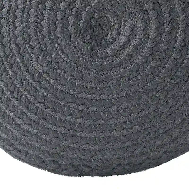 Pouf/Repose-pieds rond en polyester Saba Solar par Jaipur Living, pour intérieur/extérieur - 18X18X12
