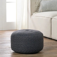 Pouf/Repose-pieds rond en polyester Saba Solar par Jaipur Living, pour intérieur/extérieur - 18X18X12