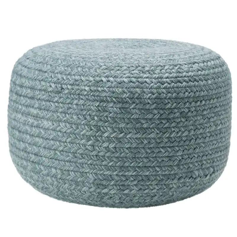 Pouf/Repose-pieds rond en polyester Saba Solar par Jaipur Living, pour intérieur/extérieur - 18X18X12
