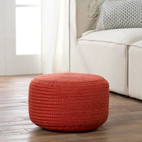 Pouf/Repose-pieds rond en polyester Saba Solar par Jaipur Living, pour intérieur/extérieur - 18X18X12