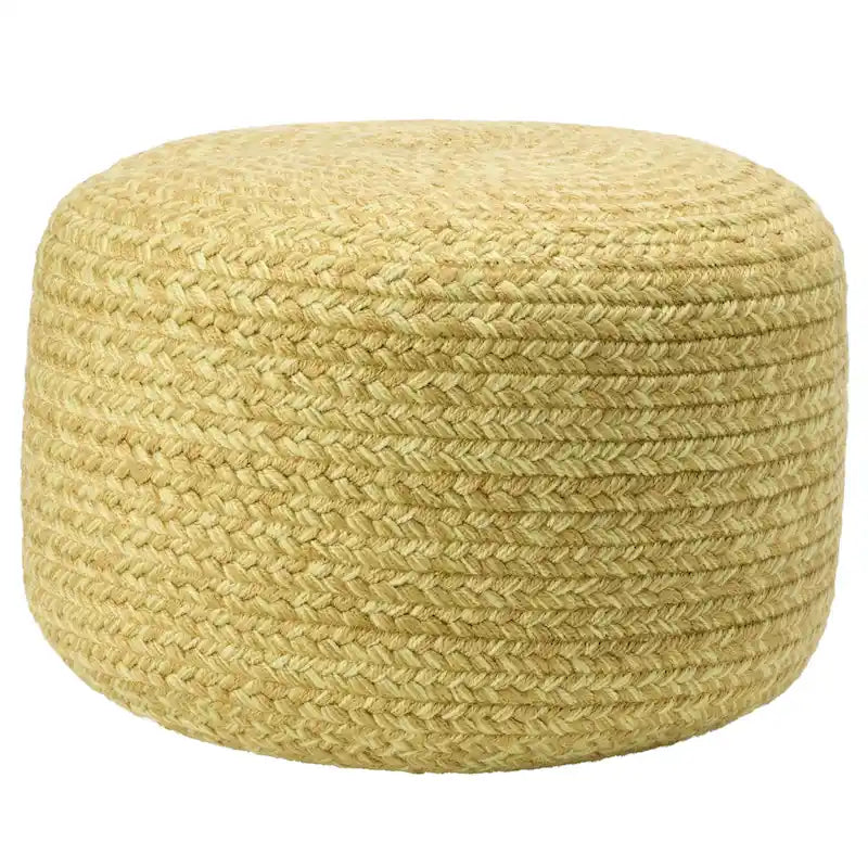 Pouf/Repose-pieds rond en polyester Saba Solar par Jaipur Living, pour intérieur/extérieur - 18X18X12