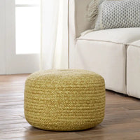 Pouf/Repose-pieds rond en polyester Saba Solar par Jaipur Living, pour intérieur/extérieur - 18X18X12