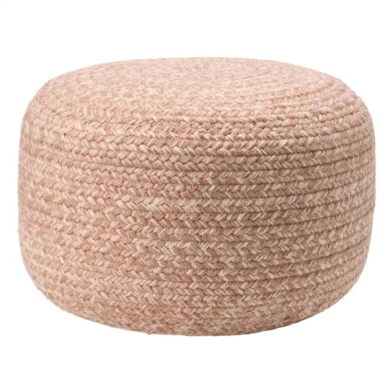 Pouf/Repose-pieds rond en polyester Saba Solar par Jaipur Living, pour intérieur/extérieur - 18X18X12