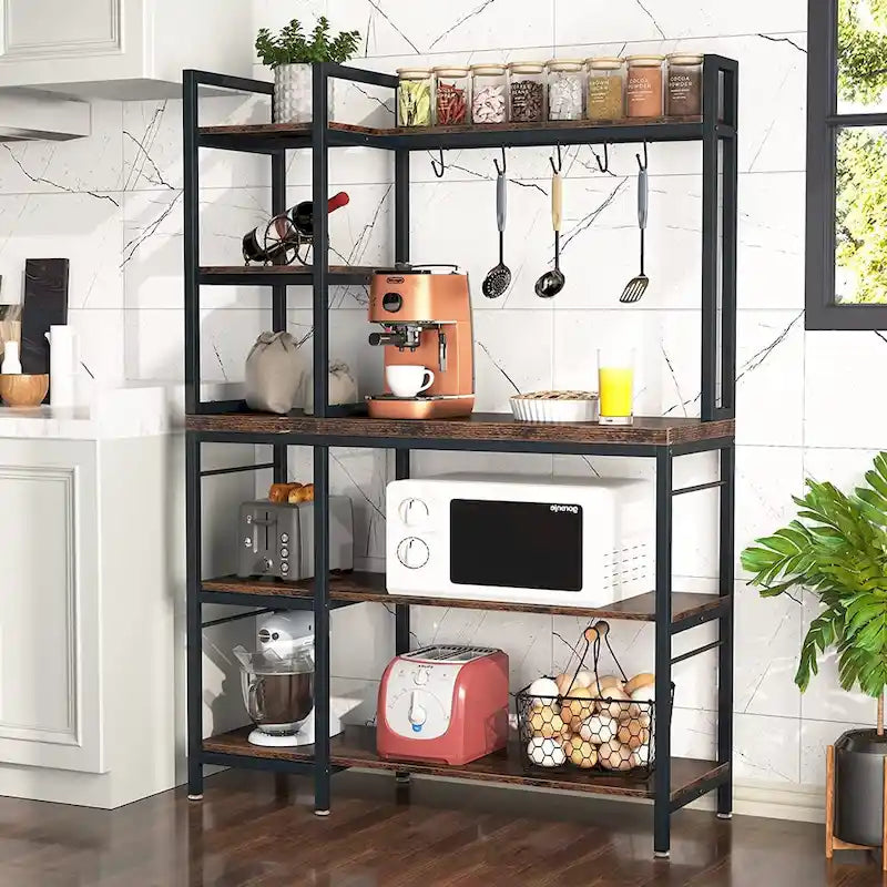 Étagère de boulanger à 5 niveaux, étagère de rangement utilitaire avec armoire de rangement pour la cuisine, support pour four à micro-ondes