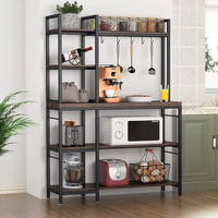 Étagère de boulanger à 5 niveaux, étagère de rangement utilitaire avec armoire de rangement pour la cuisine, support pour four à micro-ondes