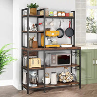 Étagère de boulanger à 5 niveaux, étagère de rangement utilitaire avec armoire de rangement pour la cuisine, support pour four à micro-ondes