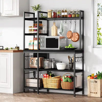 Étagère de boulanger à 5 niveaux, étagère de rangement utilitaire avec armoire de rangement pour la cuisine, support pour four à micro-ondes