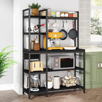 Étagère de boulanger à 5 niveaux, étagère de rangement utilitaire avec armoire de rangement pour la cuisine, support pour four à micro-ondes