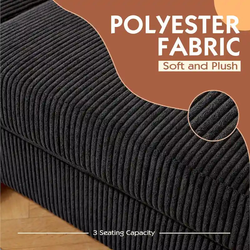 Canapé Méridienne Réversible de Salon Forme L en Tissu Polyester HOOOWOOO