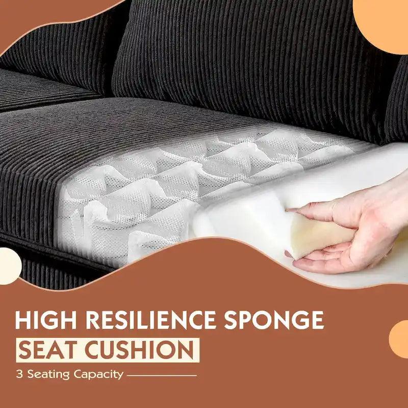 Canapé Méridienne Réversible de Salon Forme L en Tissu Polyester HOOOWOOO
