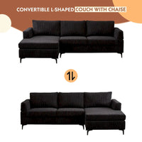 Canapé Méridienne Réversible de Salon Forme L en Tissu Polyester HOOOWOOO